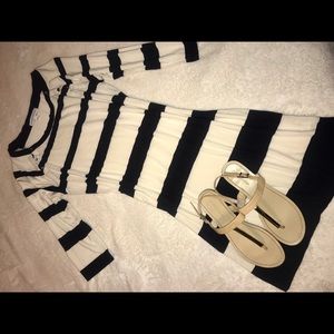 Fitted long sleeve striped dress